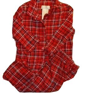 Karen‎ Neuburger red plaid fleece pajama set size xxs
